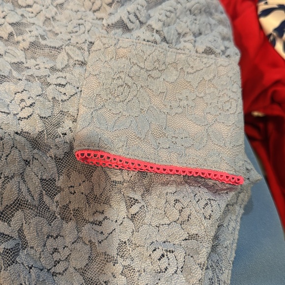NWT Free People Intimately Blue Sz S Sleep Shirt Long Sleeve Lace Periwinkle Z54 - Picture 5 of 6